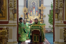 Божественная литургия в праздник Пятидесятницы в Спасо-Преображенском кафедральном соборе 27 мая 2018 г.