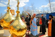 Владыка Артемий освятил купола строящегося храма, посвященного воинам-дальневосточникам 27 апреля 2023 года